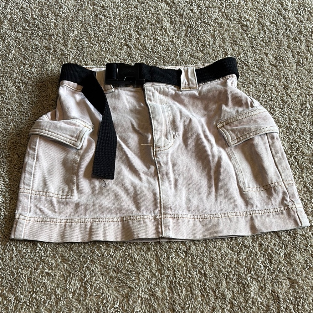 PacSun Cream Mini Skirt with Black Belt